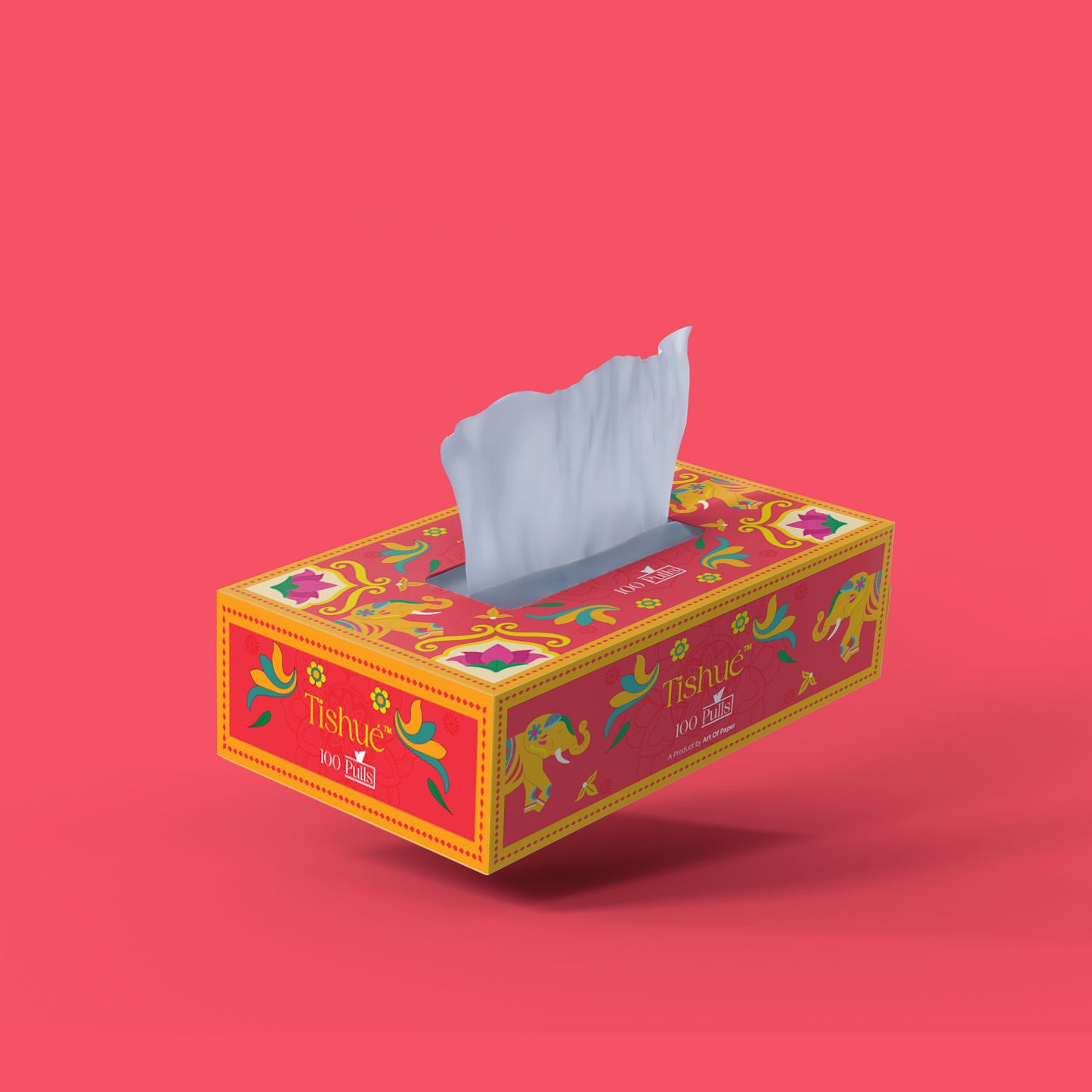 Tishue 2 Ply Facial Tissue Box | 100 Pulls | Celebration Series Tissues