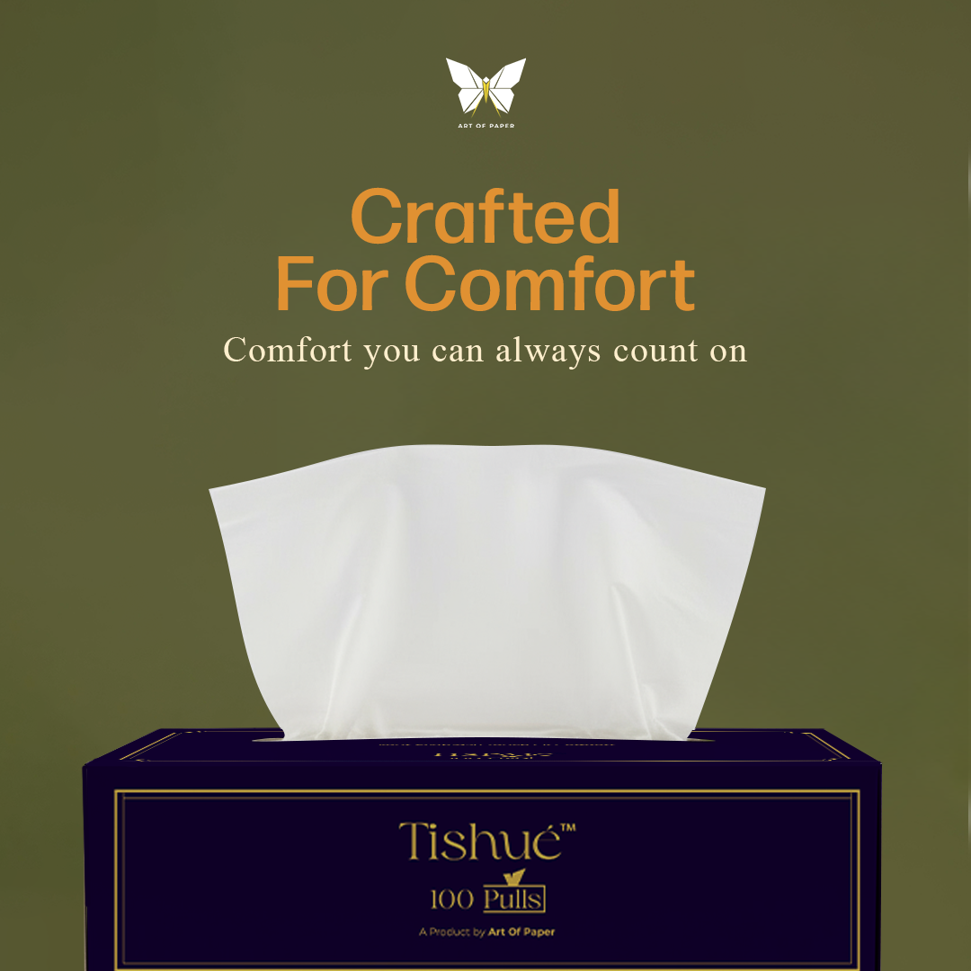 Tishue 2 Ply Facial Tissue Box | 100 Pulls  | Elegant Series