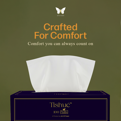 Tishue 2 Ply Facial Tissue Box | 100 Pulls  | Elegant Series