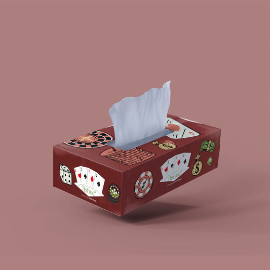 Tishue 2 Ply Facial Tissue Box | 100 Pulls X 4 Packs | Poker Series