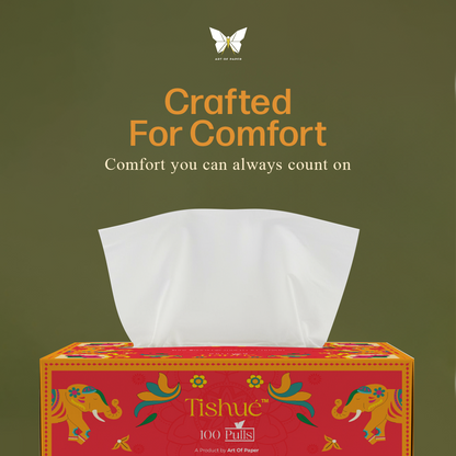 Tishue 2 Ply Facial Tissue Box | 100 Pulls  | Celebration Series Tissues